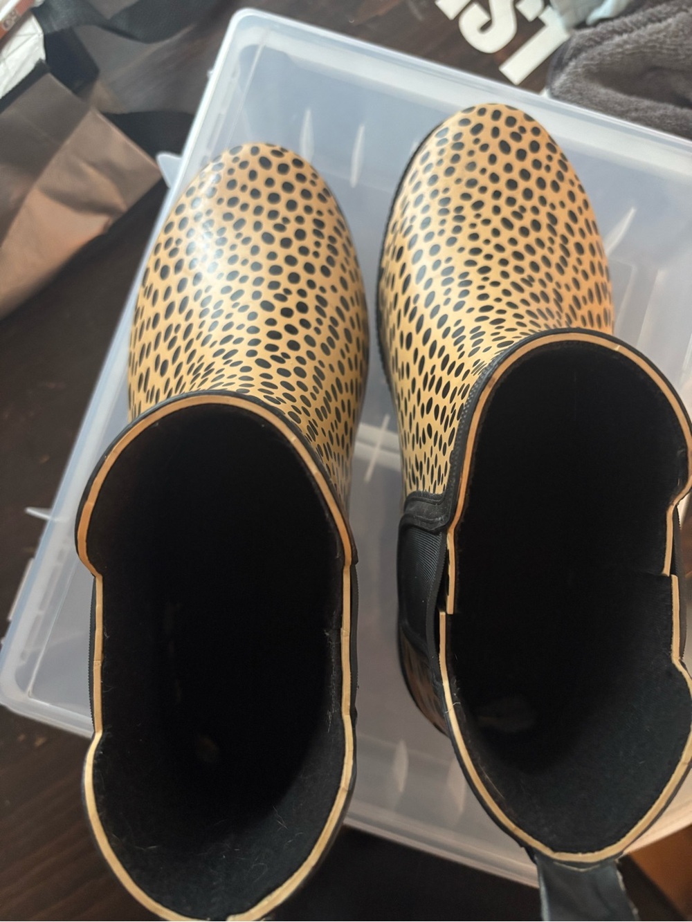 Wide Yellow and Black Rain Chelsea Boots - Picture 2 of 3